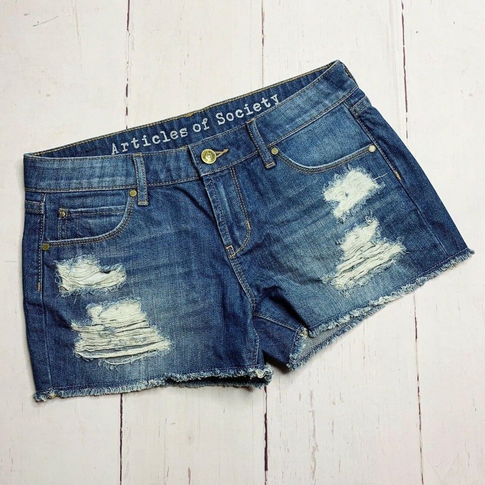 Articles of Society Distressed Denim Short…
